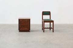 Art Deco Oak Nightstand with Red Marble Top, Belgium, 1920