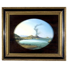 "View of Vesuvius" 19th century Italian watercolor