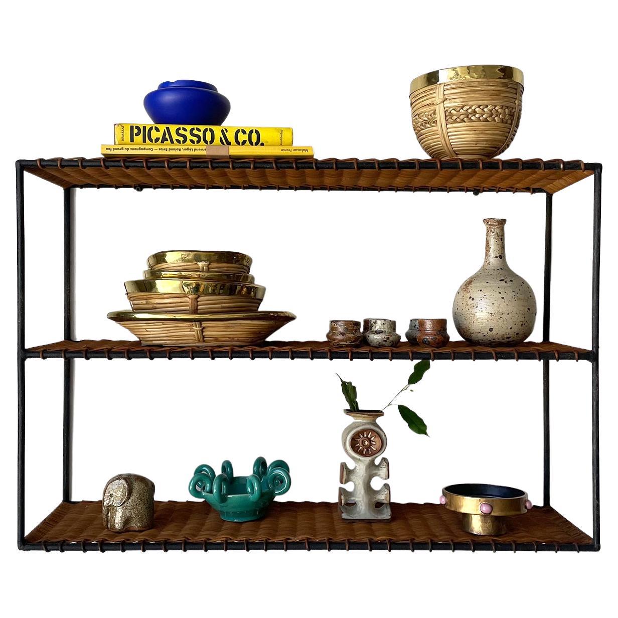 Raoul Guys Wicker and Iron Wall Shelf