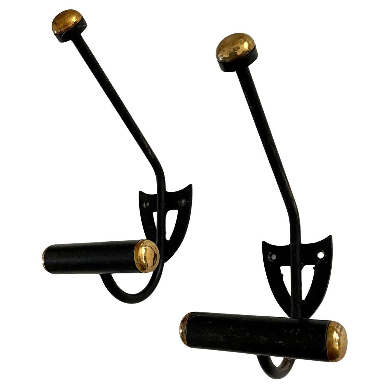 French Iron Double Wall Coat Hooks - 2 available  For Sale