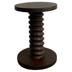 French Oak Corkscrew End Table in the style of Dudouyt