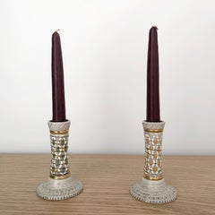 Paire de bougeoirs vintage français en émail, signés Jacques Breugnot, France, années 1950