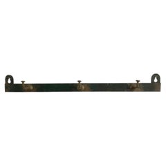 Vintage French Industrial Green Steel & Brass Coat Rack France
