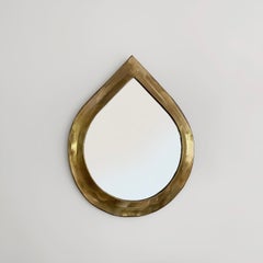 French Brass Wall Mirror, Mid-Century Design, Teardrop Frame, France