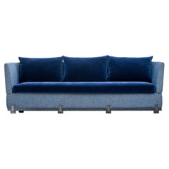 Custom Ida 3-seater Sofa, Duistt Fabric/velvet, Black Oak Base & Cast Bronze