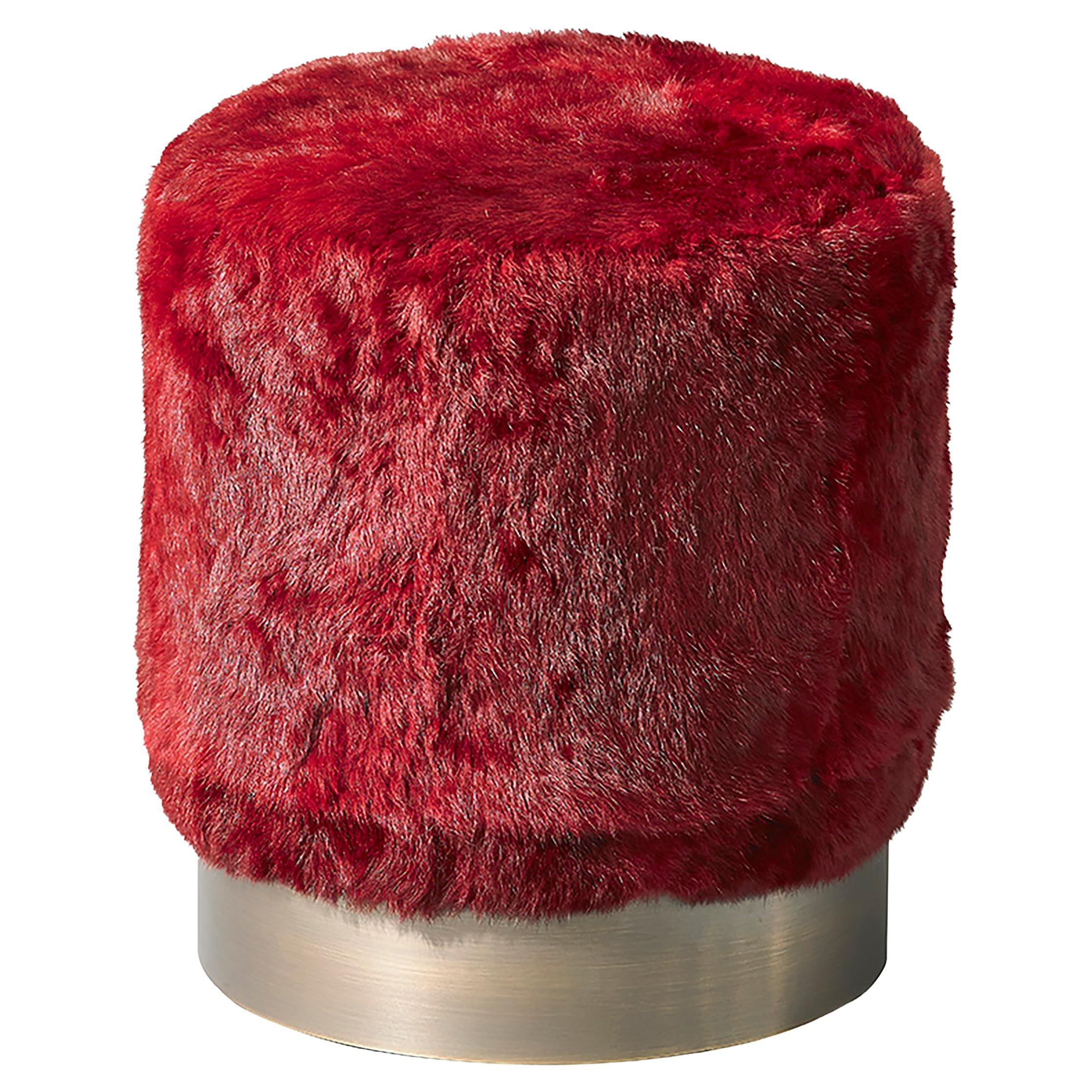 21st Century Lune C Stool, Fur and Bronze, by Duistt For Sale
