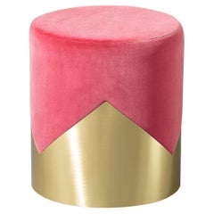 21st Century Lune V Stool, in Cotton Velvet and Polished Brass, by Duistt