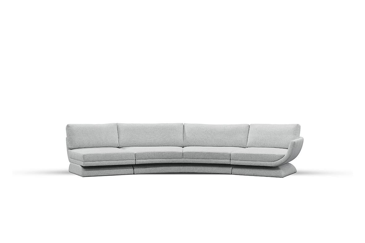 Oscar Modular Sofa Curve, Handcrafted in Portugal by Duistt

Inspired by the poetic curved lines of Oscar Niemeyer’s architecture, Oscar modular sofa curve allures for its sensual and free-flowing curves. Like Niemeyer once said “Curves make up the