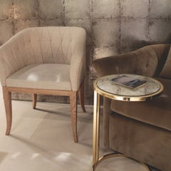 21st Century Julia Round Side Table, in Antique Mirror and Brass, by Duistt