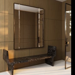 21st Century Sharp Mirror, in Carved Oxidized Bronze, by Duistt