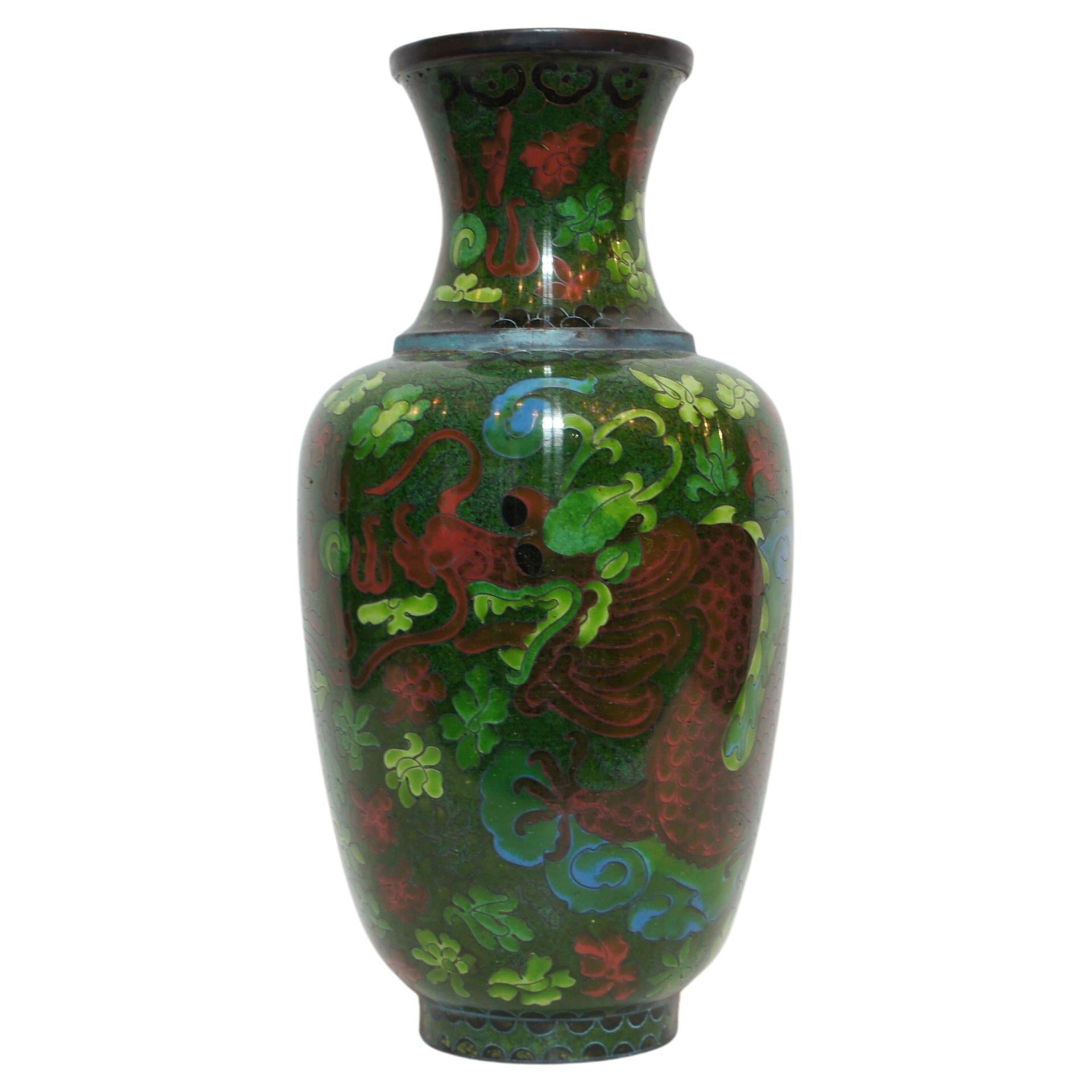 Vase japonais ancien à fleurs vertes avec cuivre de l'époque Edo, années 1860