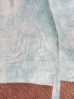 Japanese Silk Haori Jacket Shibori Beige Brown and Blue 1980s Showa