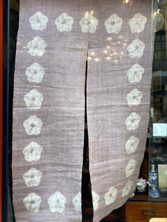 Japanese Linen Noren Curtains, 100% Linen, Kyoto, Pre-Owned, 147x88 cm