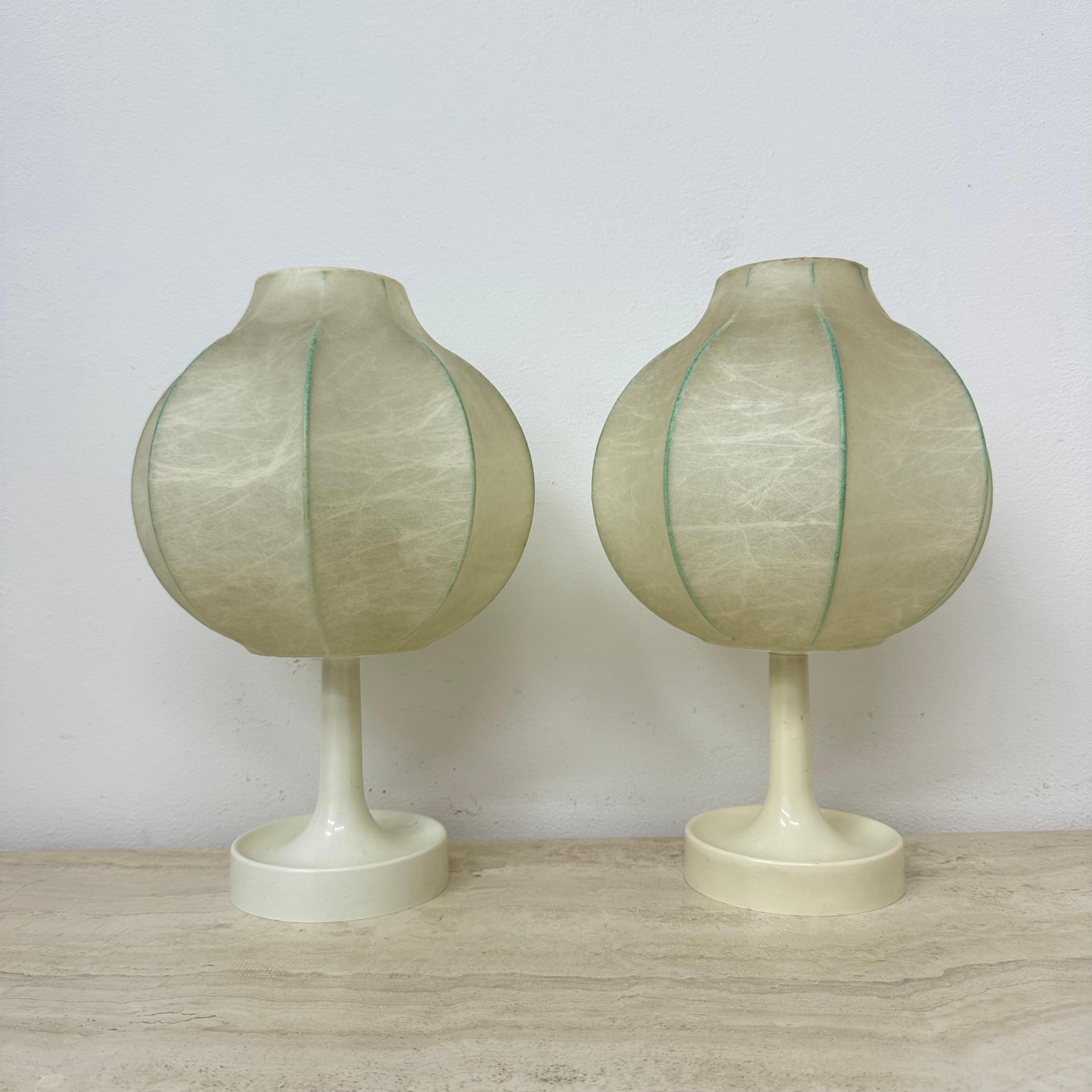 Mid-Century Modern Pair of Cocoon Table Lamp by Alfred Wauer for Goldkant, 1960’s For Sale