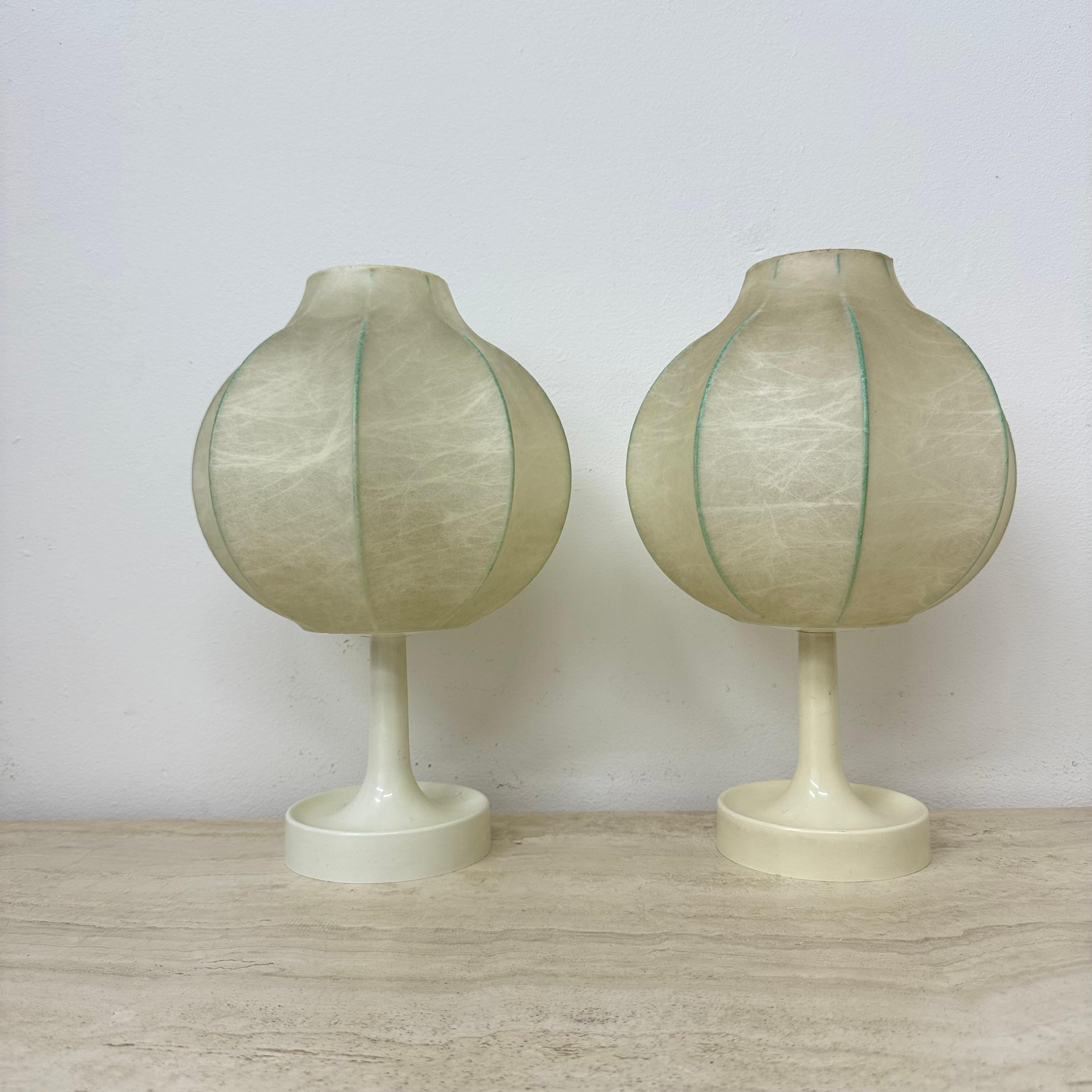 German Pair of Cocoon Table Lamp by Alfred Wauer for Goldkant, 1960’s For Sale