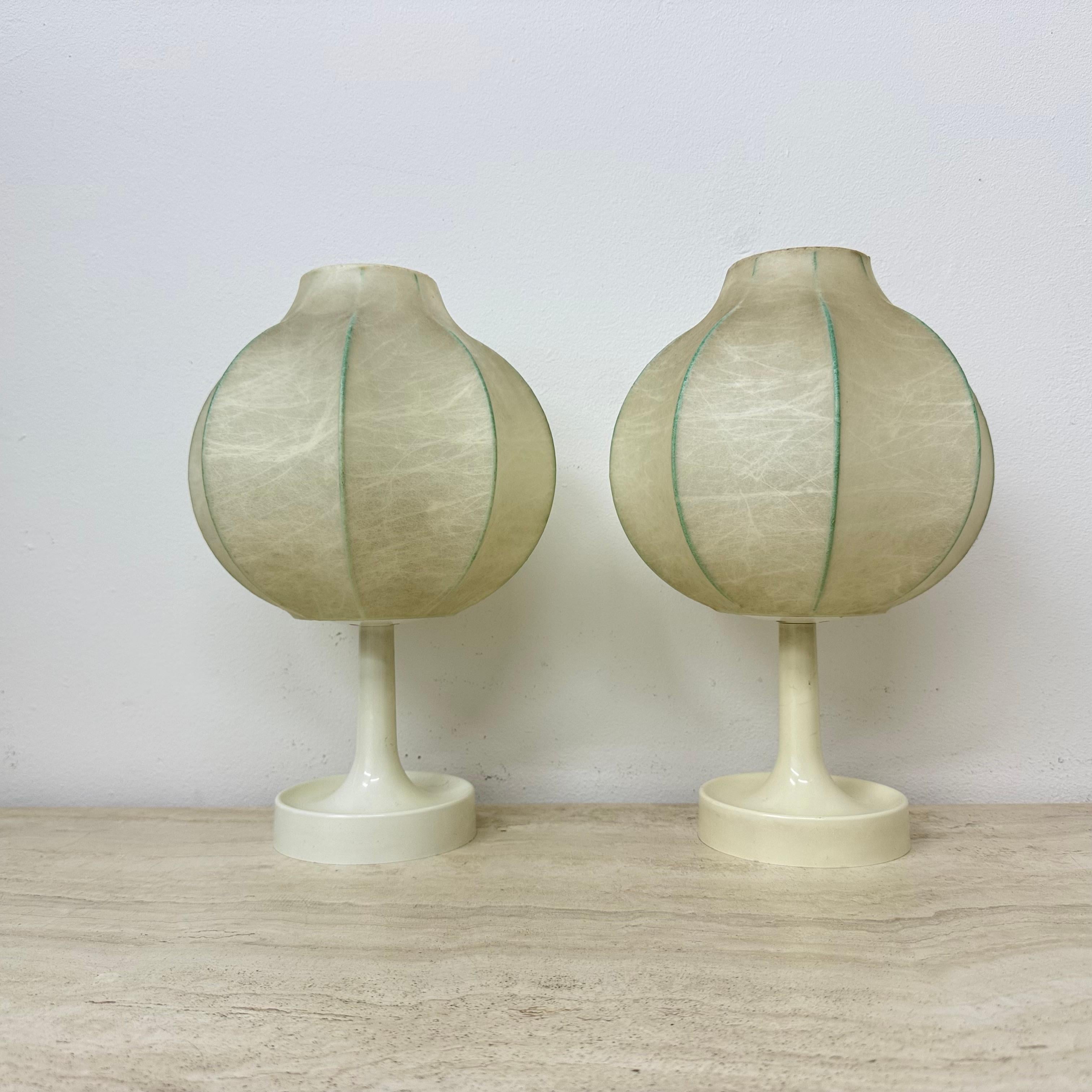 Plastic Pair of Cocoon Table Lamp by Alfred Wauer for Goldkant, 1960’s For Sale