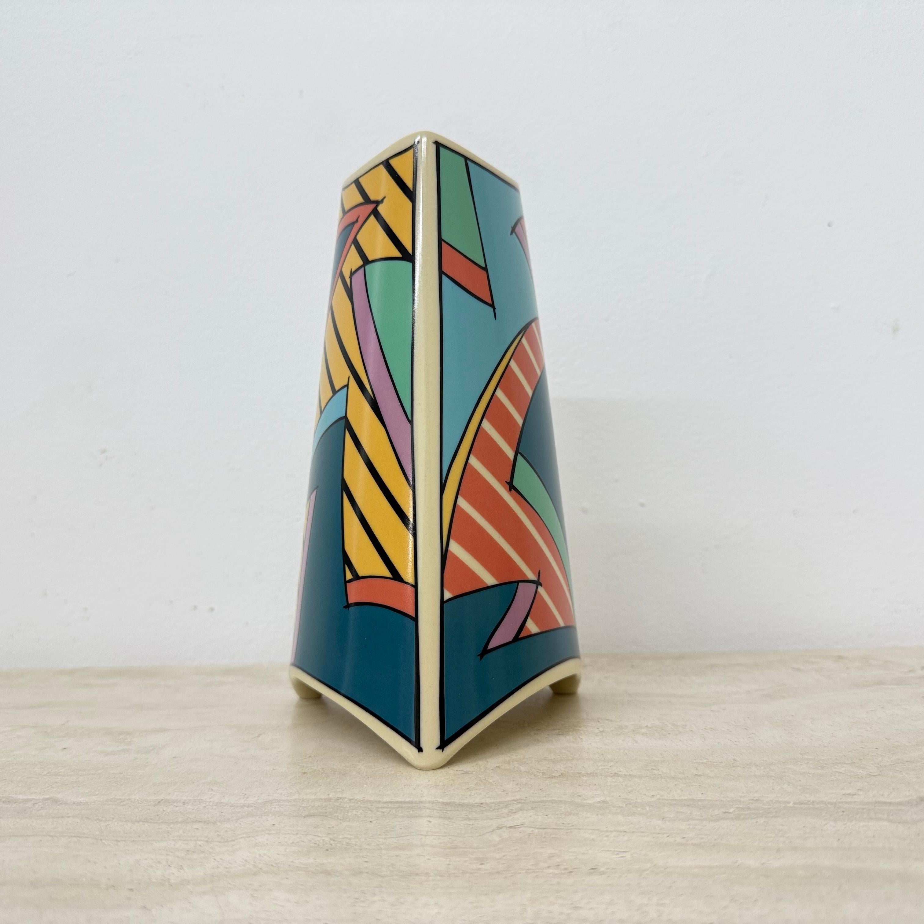 Mid-Century Modern Rosenthal studio linie flash one vase ceramic , 1980s Memphis For Sale