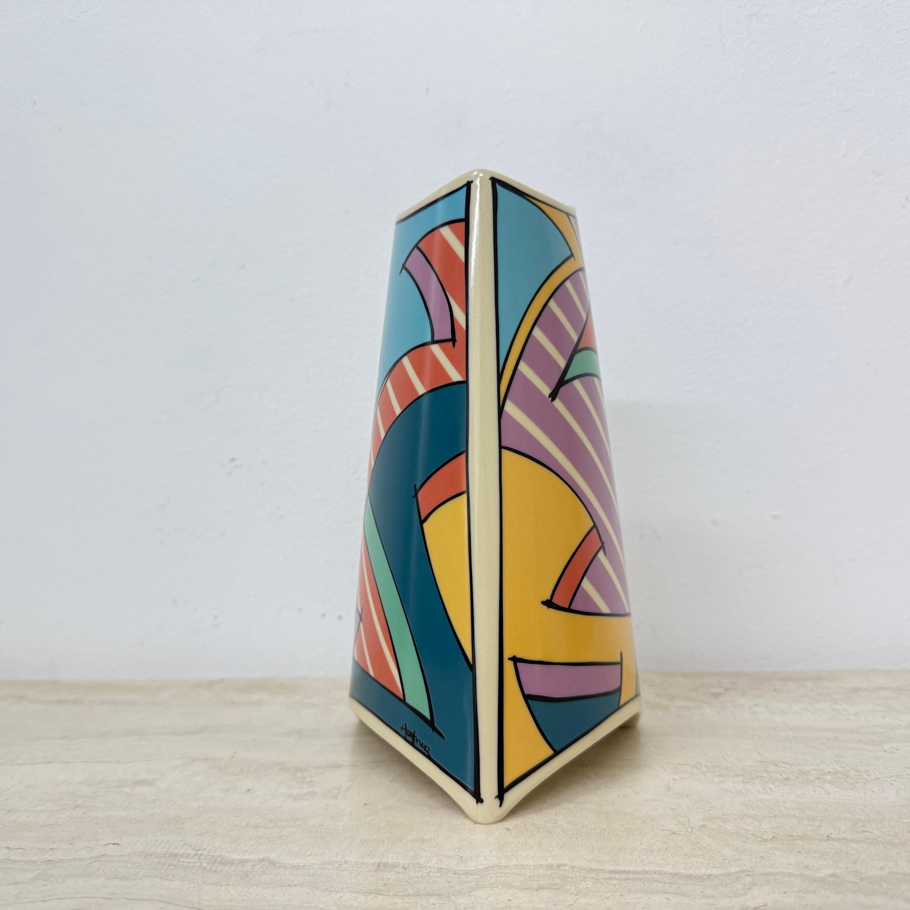 Rosenthal studio linie flash one vase ceramic , 1980s Memphis For Sale 4