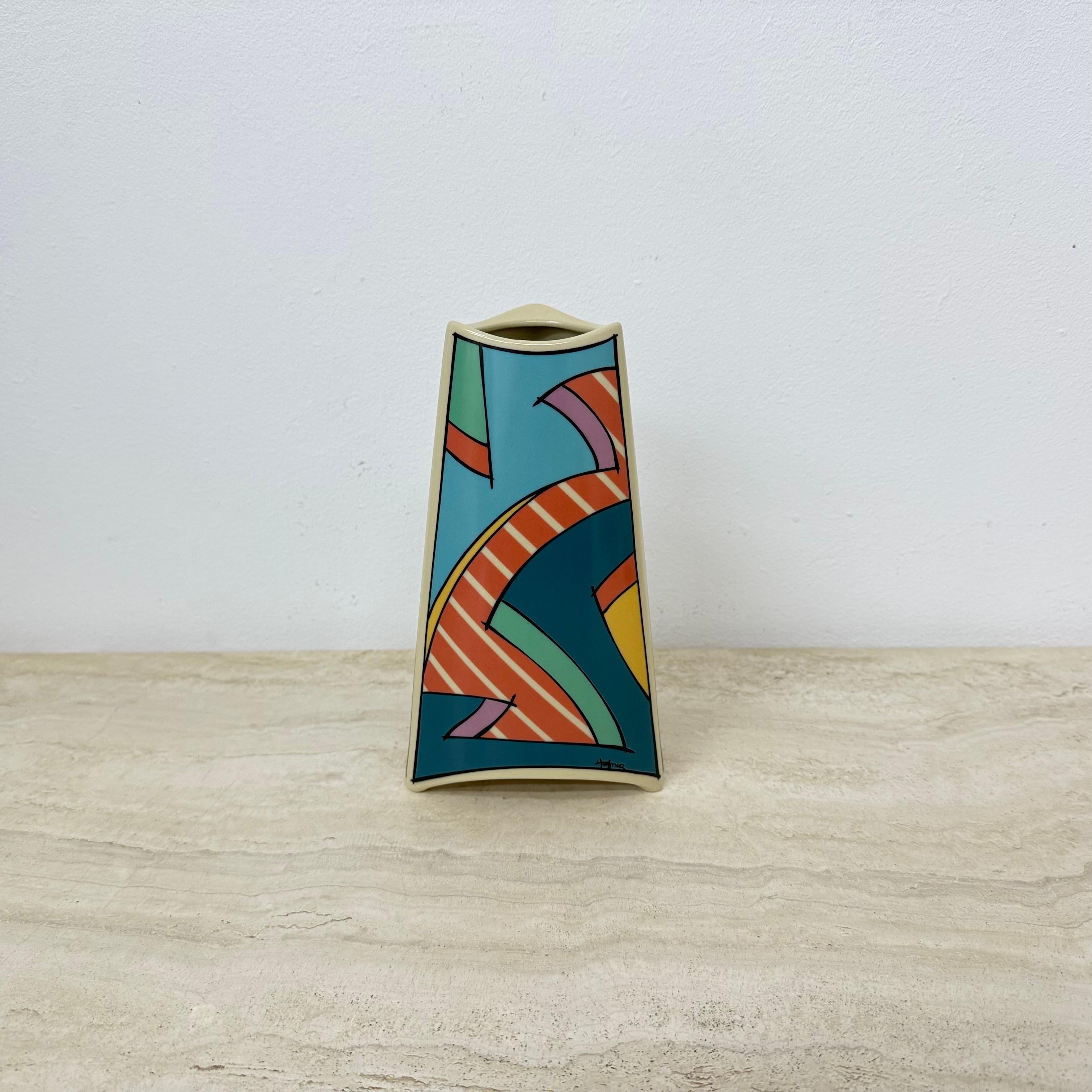 Rosenthal studio linie flash one vase ceramic , 1980s Memphis For Sale 7