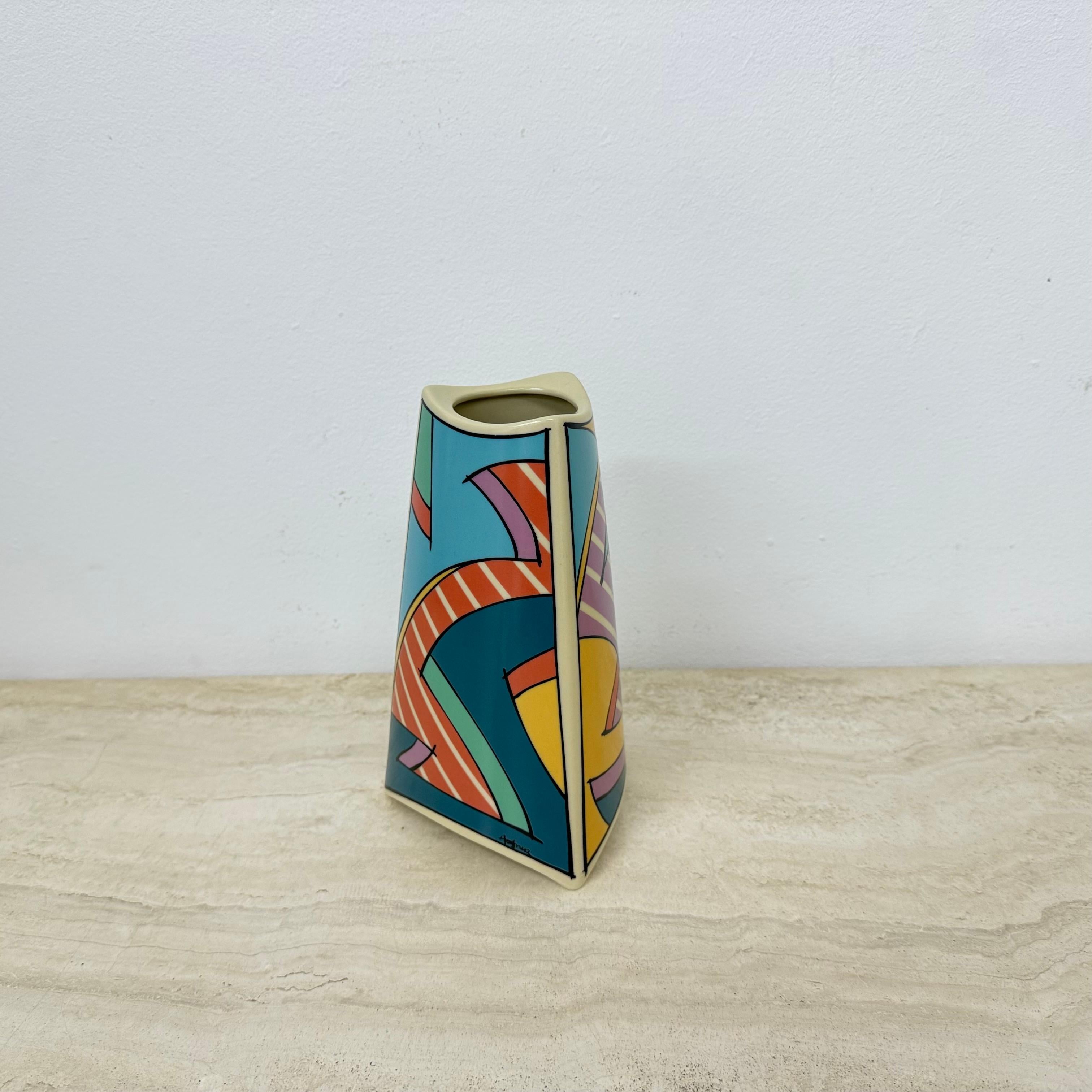 Rosenthal studio linie flash one vase ceramic , 1980s Memphis For Sale 11