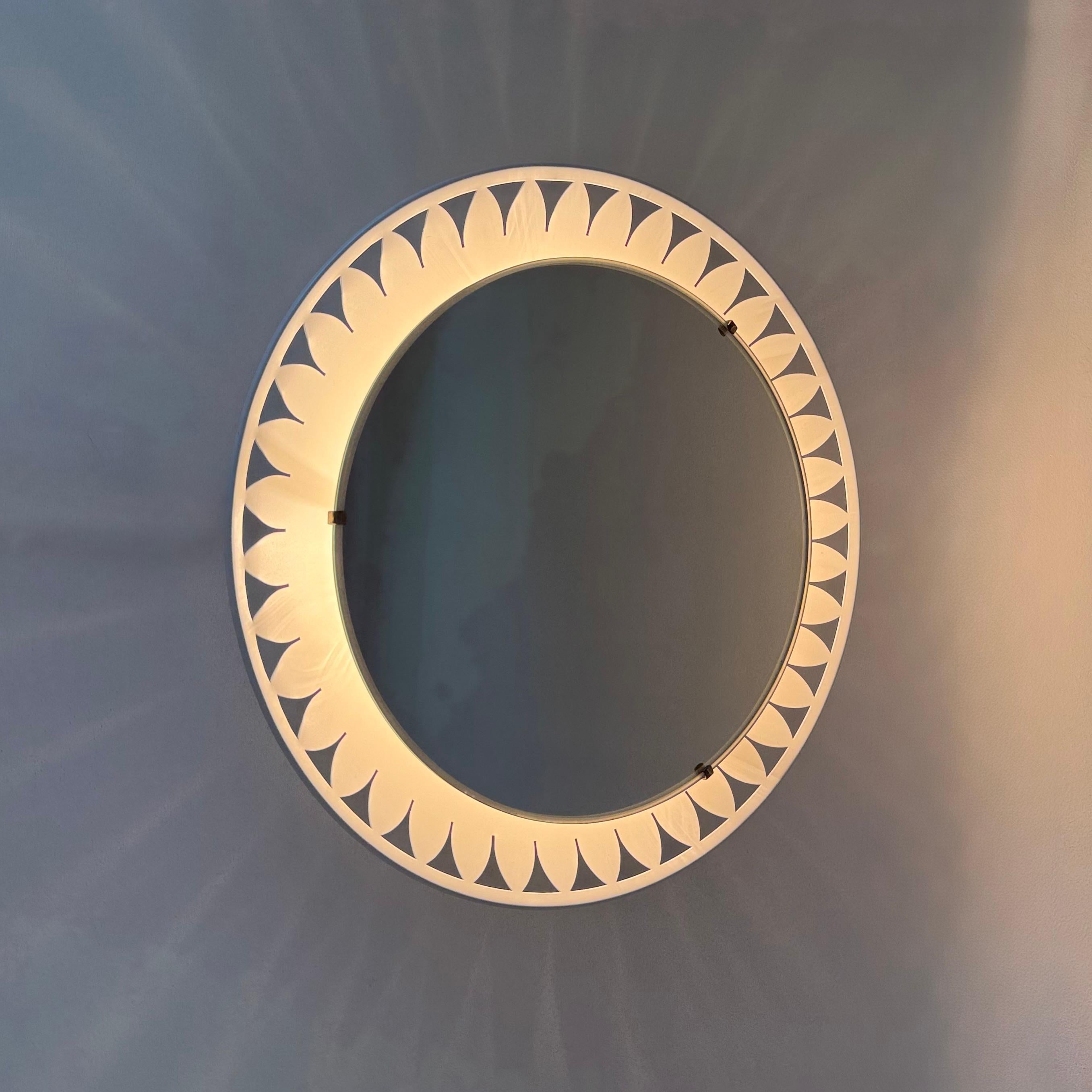 Metal Illuminated mirror by Ernest Igl for Hillebrand , 1970s For Sale