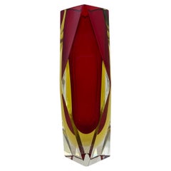 Murano sommerso glass faceted vase by Flavio Poli , 1970s