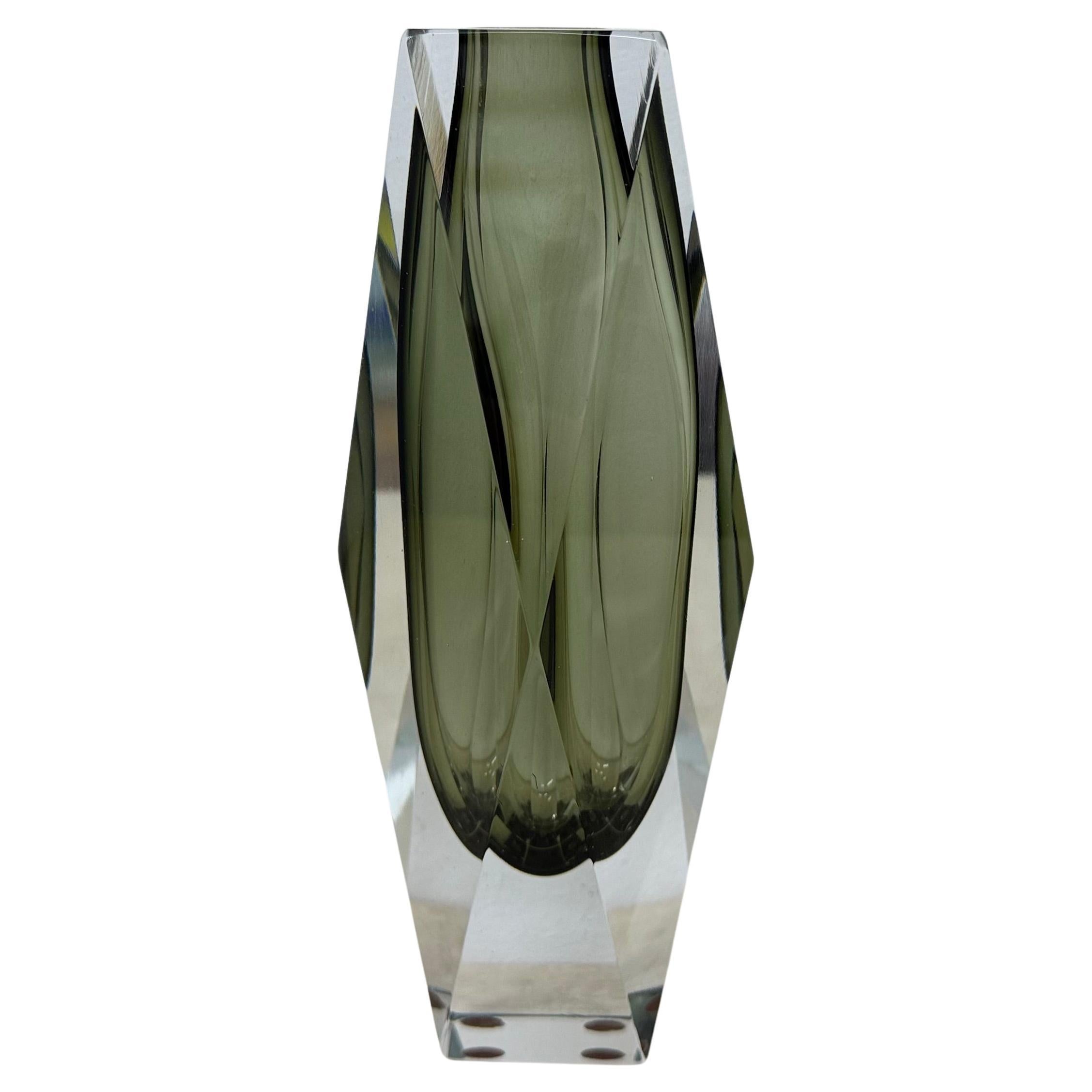 Vaso sfaccettato in vetro di Murano Glass Sommerso di Flavio Poli , anni '70
