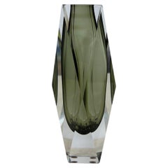 Murano sommerso glass faceted vase by Flavio Poli , 1970s