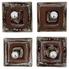 4er-Set braune Keramik-Wandlampe, 1970er Jahre