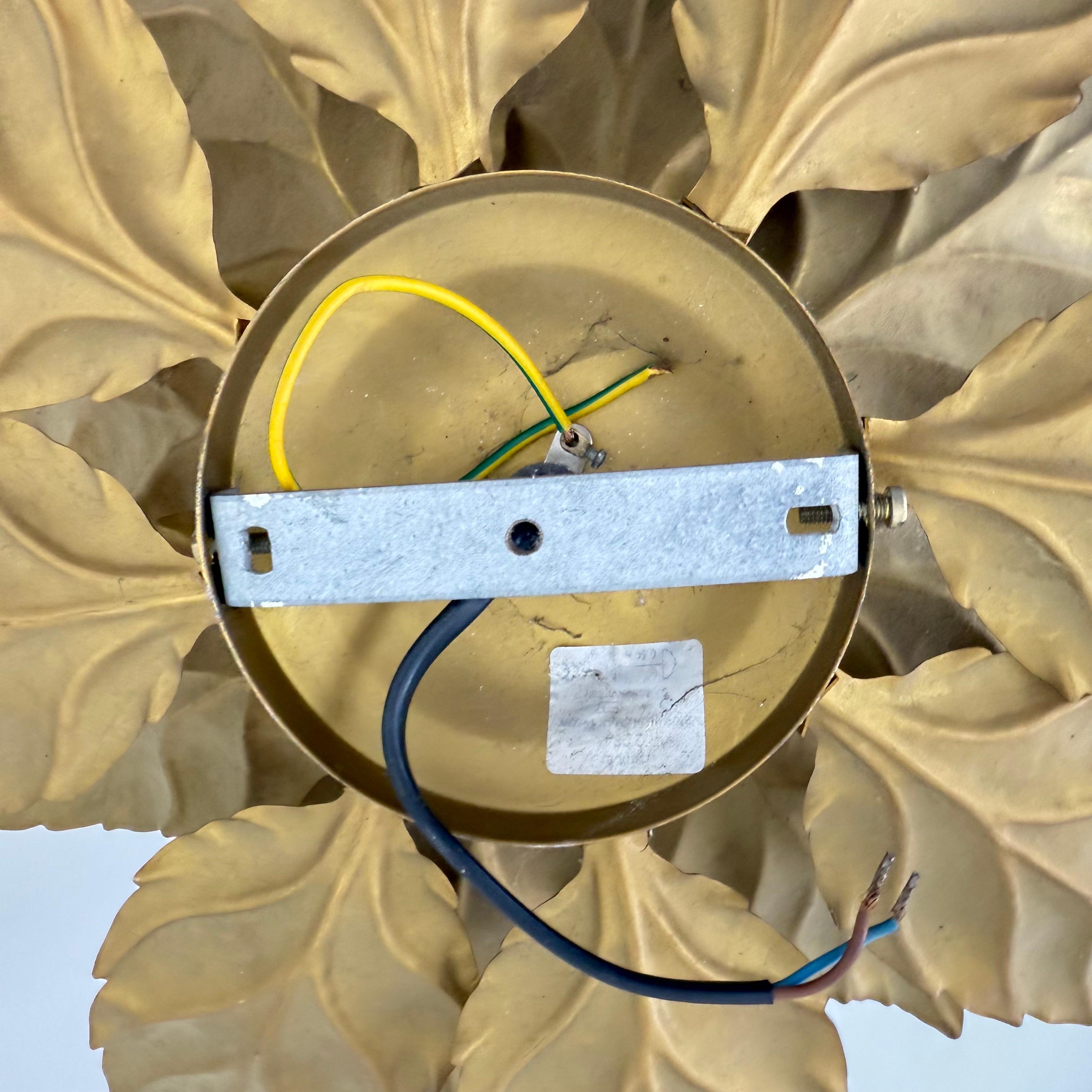 Pair of Hans Kögl flush mount / wall lamp leafs , 1970s , Germany For Sale 8