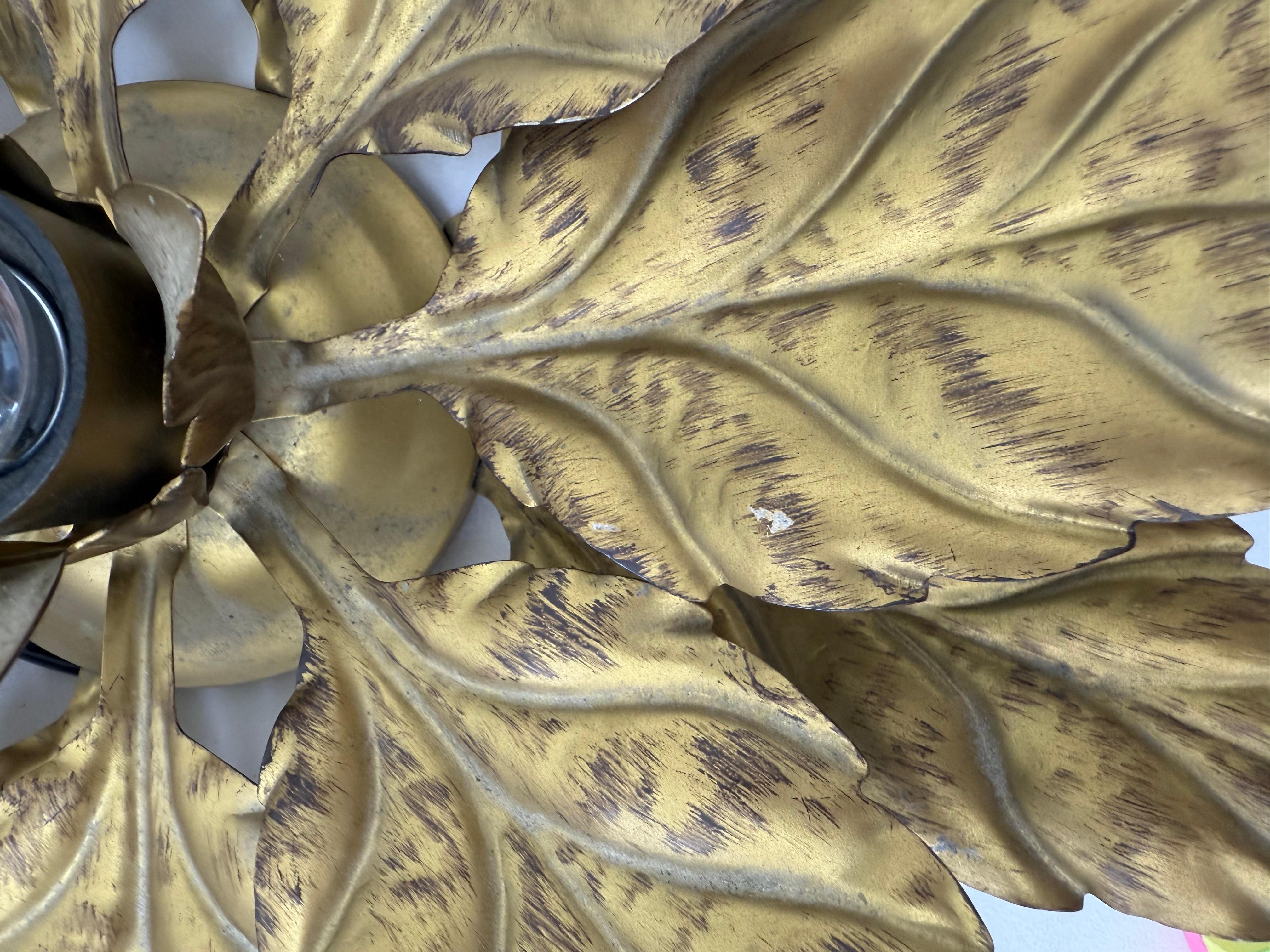 Pair of Hans Kögl flush mount / wall lamp leafs , 1970s , Germany For Sale 10