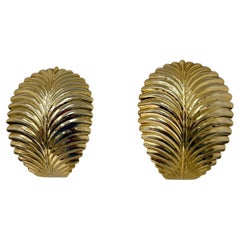 Pair of palm leaf wall lamps , 1970s