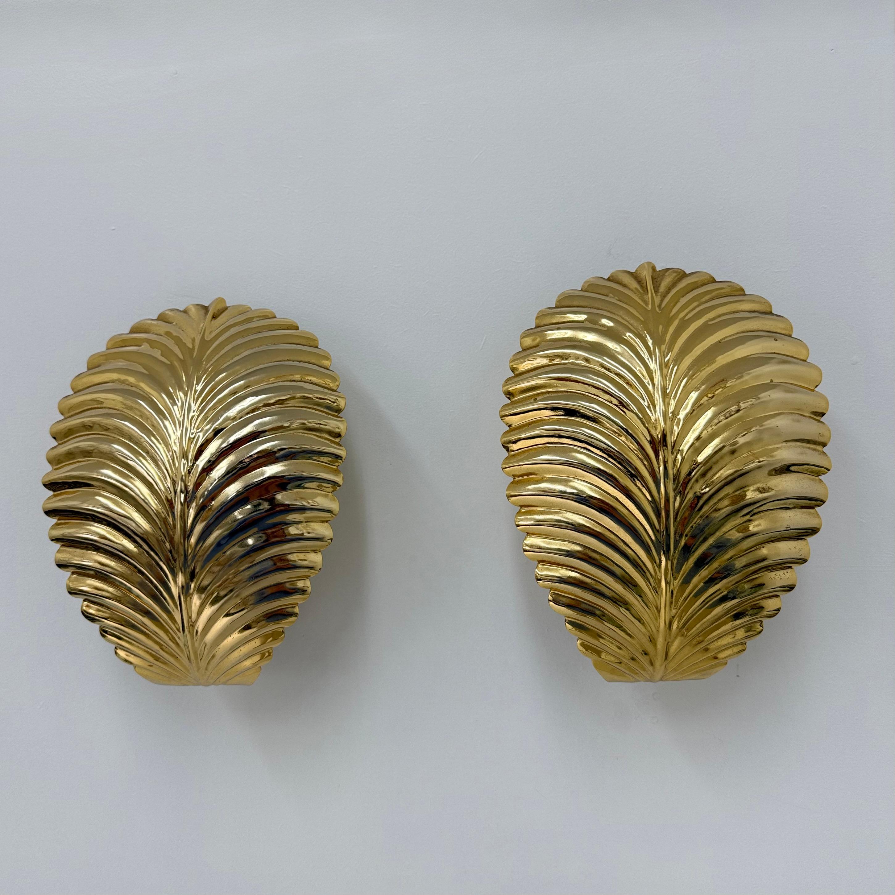 Pareja de apliques de hojas de palmera , años 70 en venta 5
