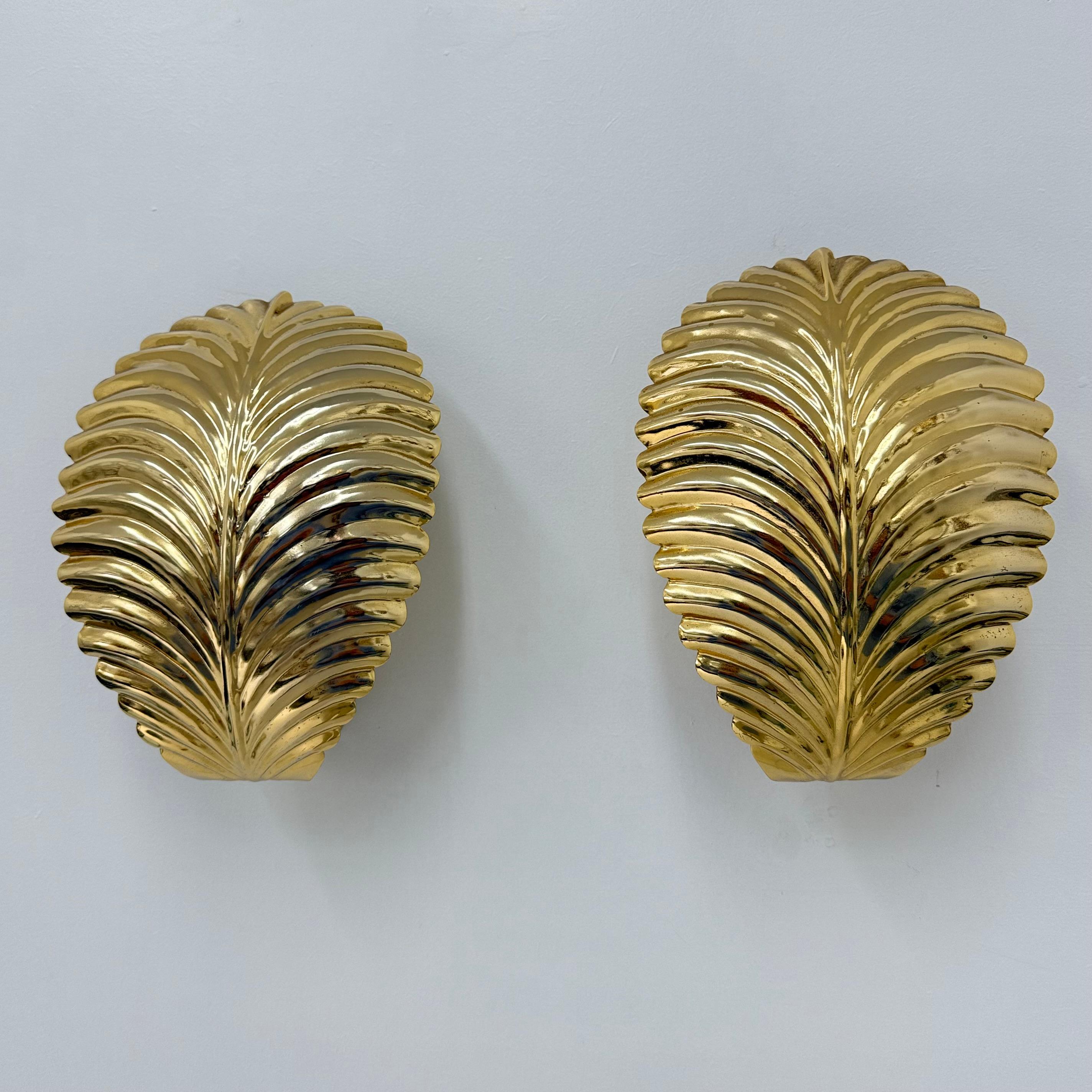 Pareja de apliques de hojas de palmera , años 70 en venta 7