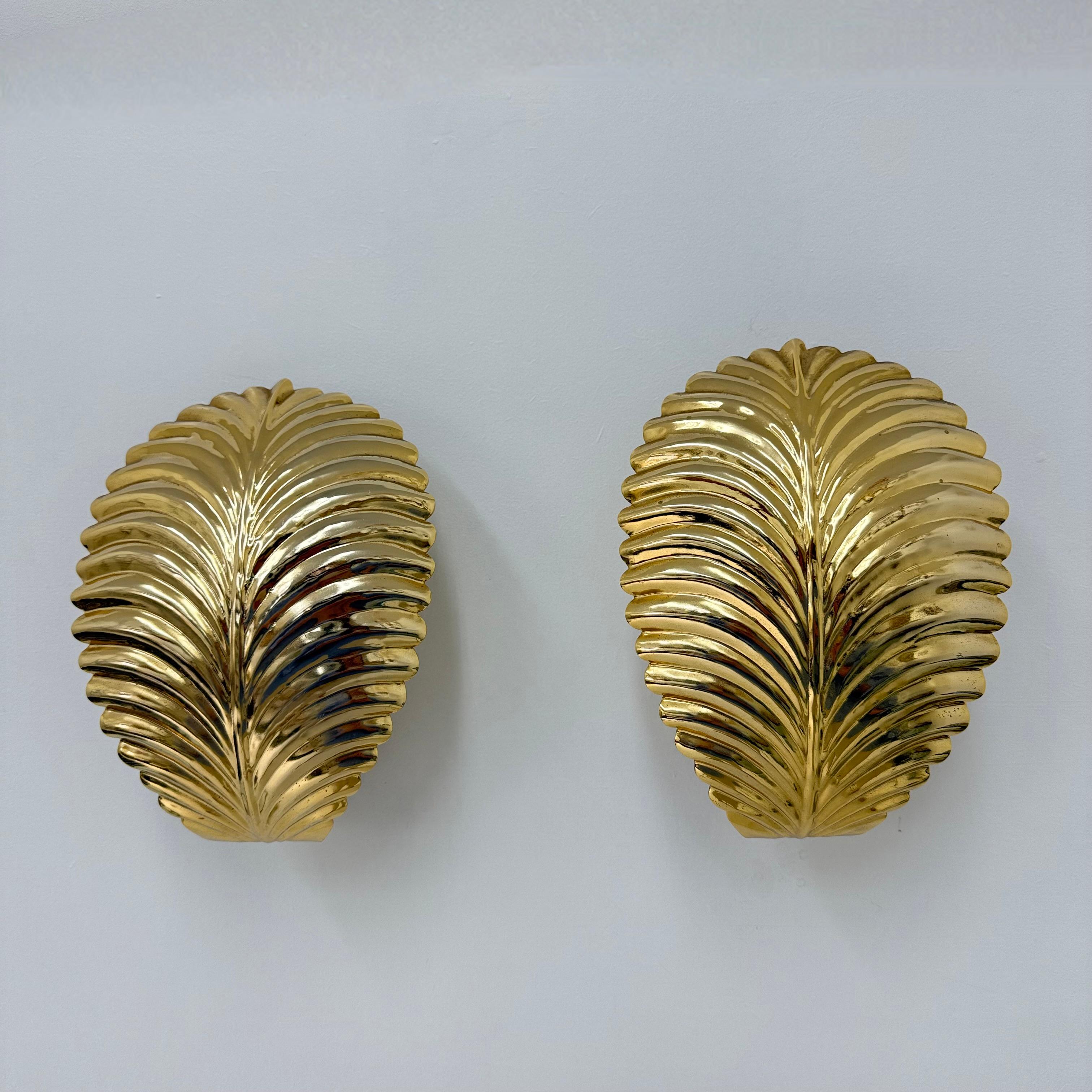 Pareja de apliques de hojas de palmera , años 70 en venta 6
