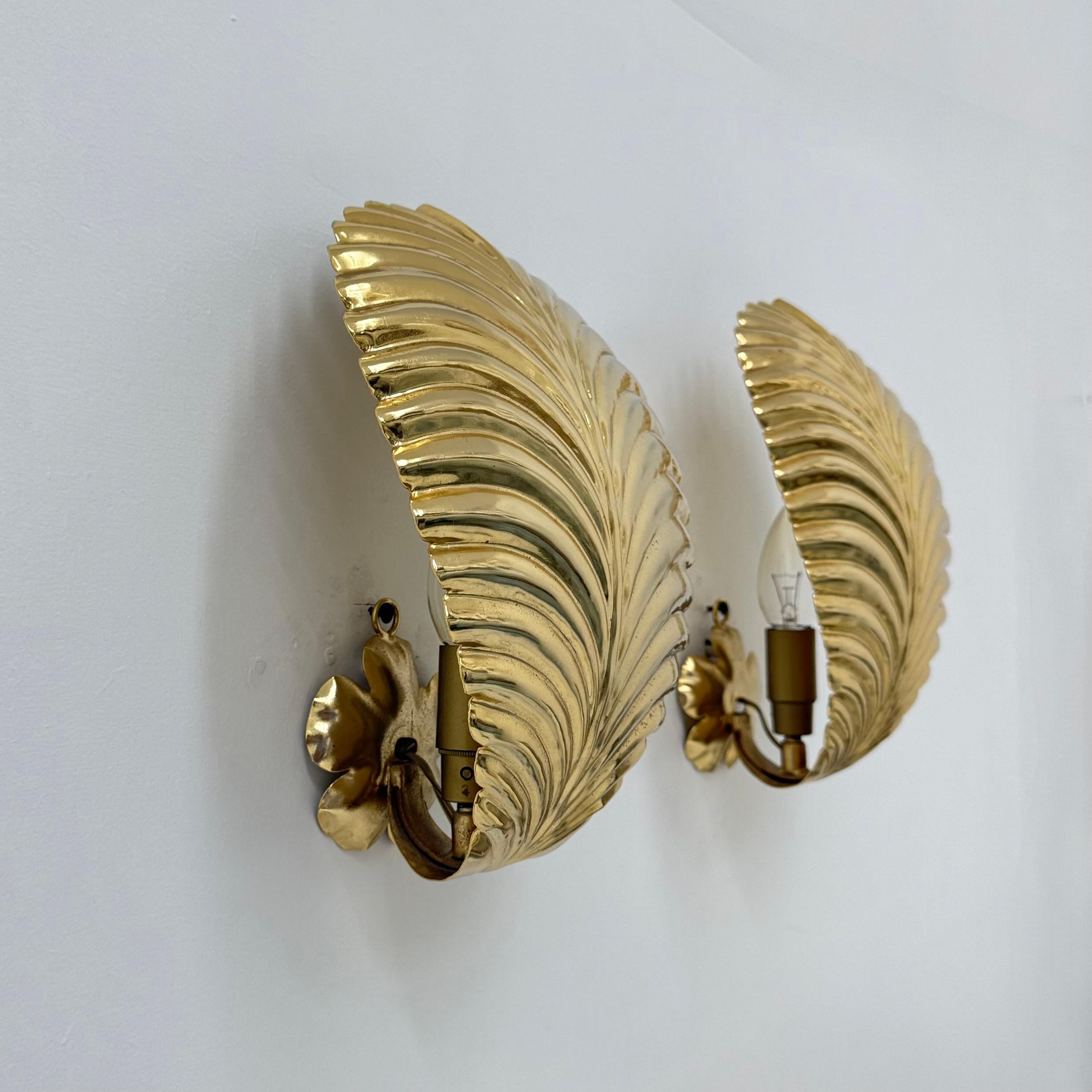 Pareja de apliques de hojas de palmera , años 70 en venta 10
