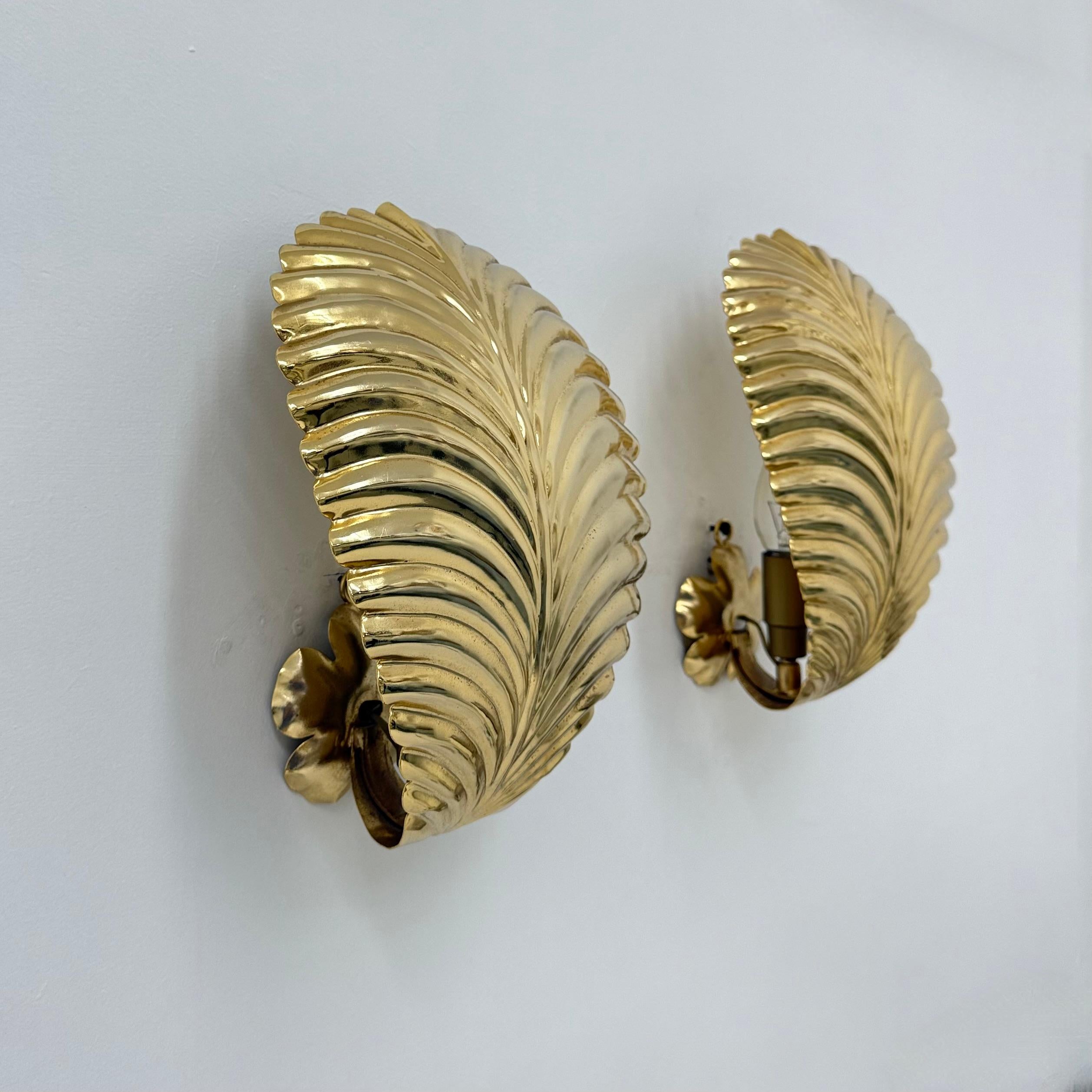 Pareja de apliques de hojas de palmera , años 70 en venta 9