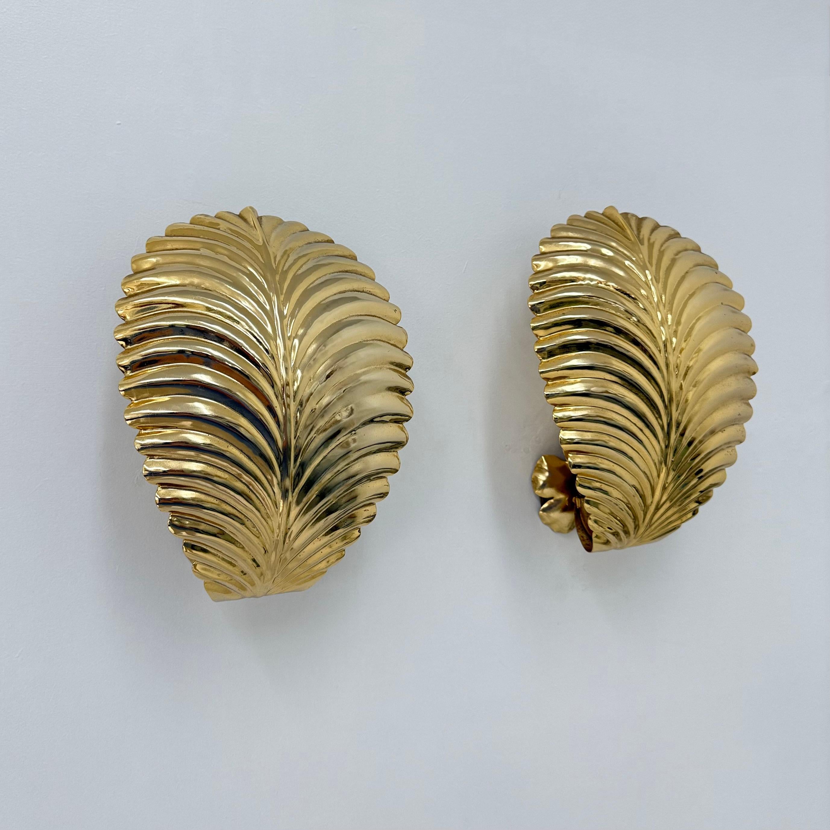 Pareja de apliques de hojas de palmera , años 70 en venta 12