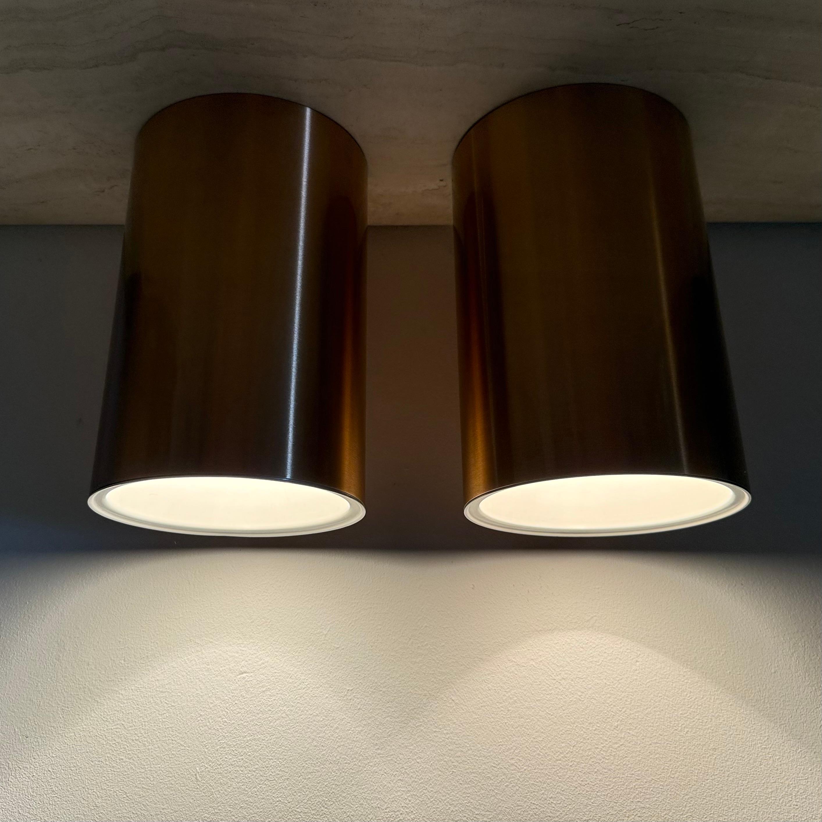 Paar Collider Deckenleuchten bündig montiert rose gold finish , 1970er (Moderne der Mitte des Jahrhunderts) im Angebot