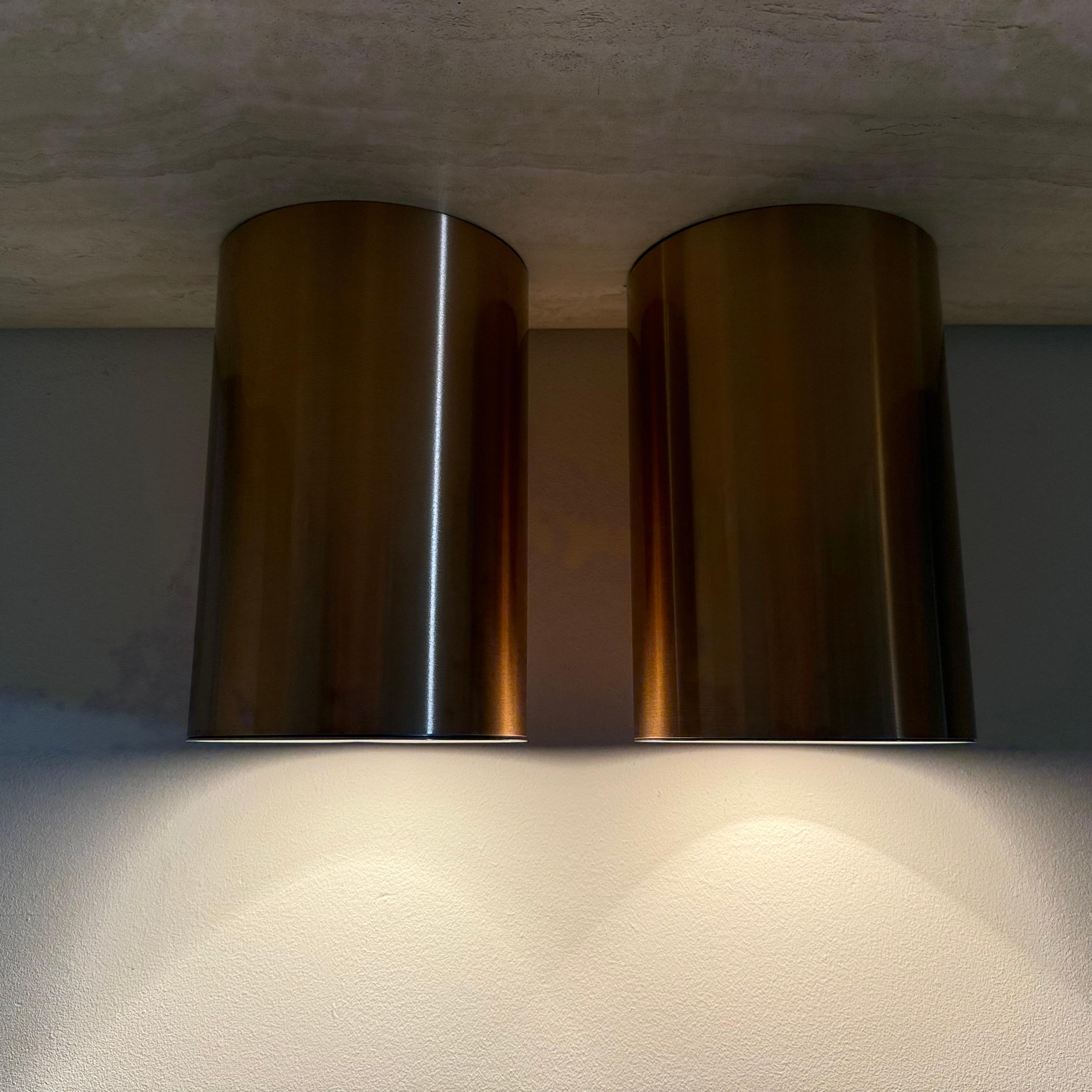 Paar Collider Deckenleuchten bündig montiert rose gold finish , 1970er (Deutsch) im Angebot