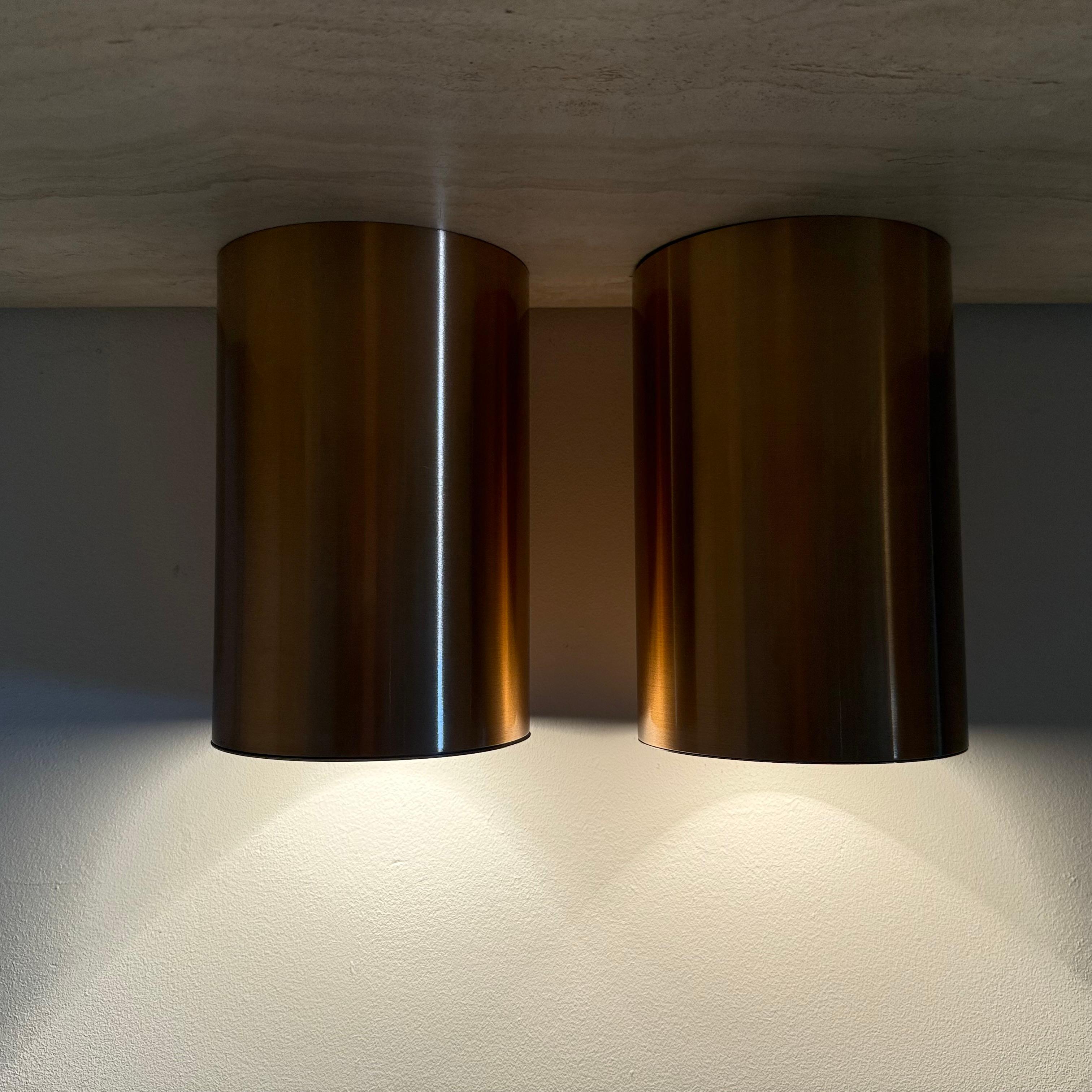 Paar Collider Deckenleuchten bündig montiert rose gold finish , 1970er (Metall) im Angebot