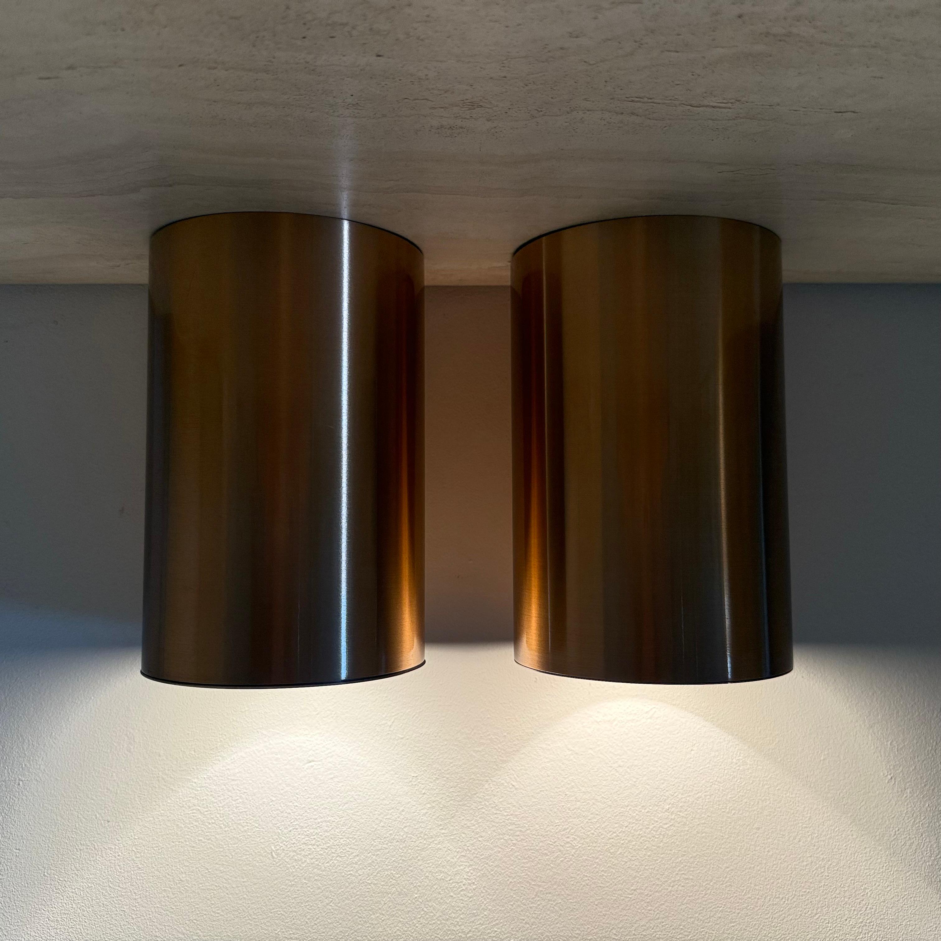 Paar Collider Deckenleuchten bündig montiert rose gold finish , 1970er (Ende des 20. Jahrhunderts) im Angebot