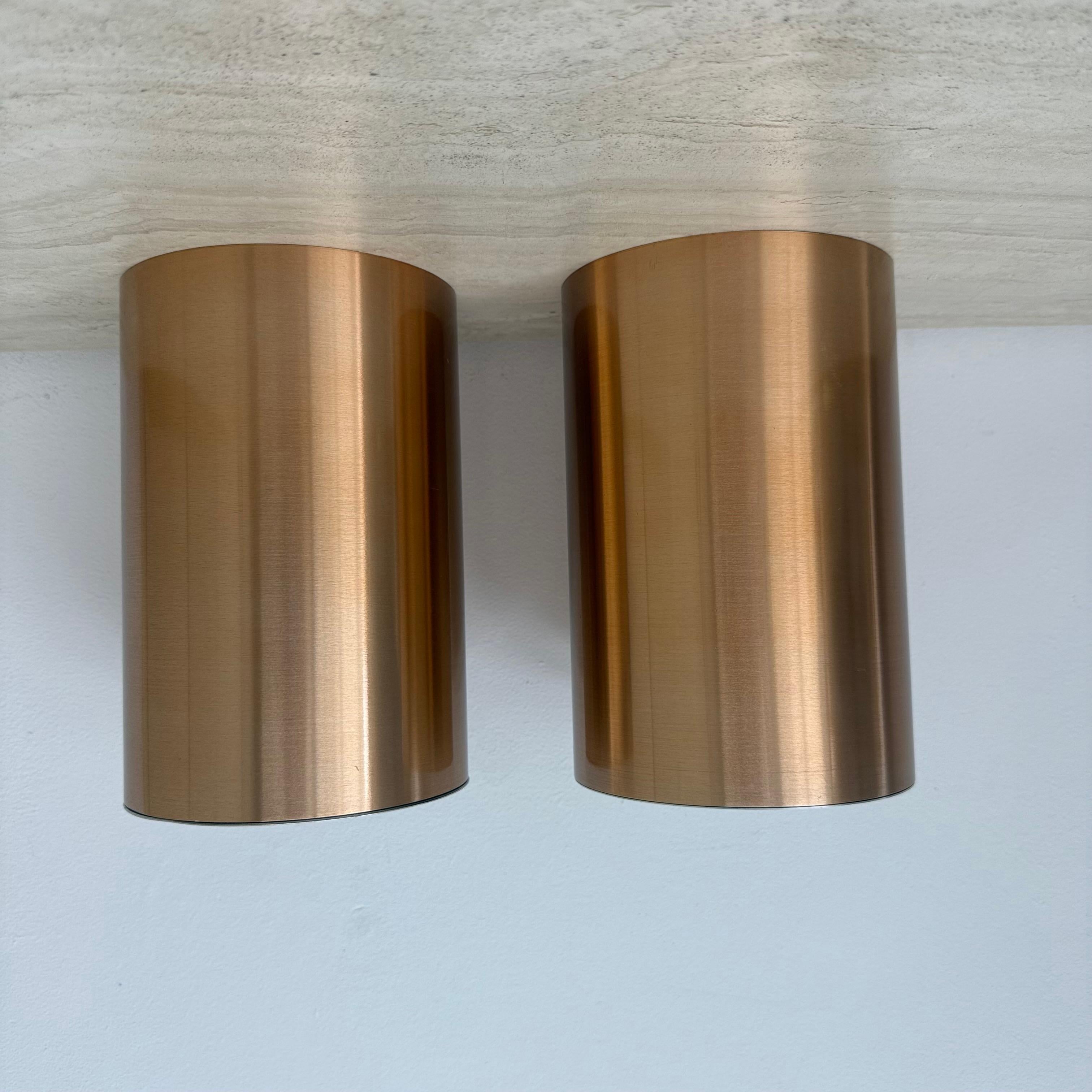 Paar Collider Deckenleuchten bündig montiert rose gold finish , 1970er im Angebot 3
