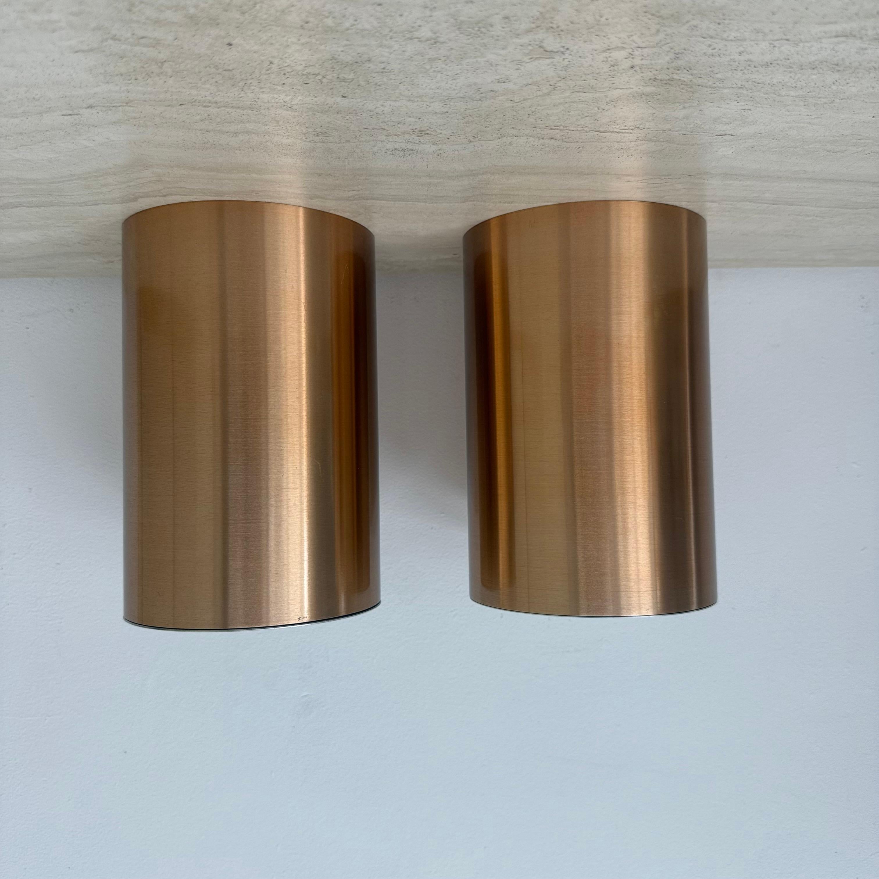 Paar Collider Deckenleuchten bündig montiert rose gold finish , 1970er im Angebot 6