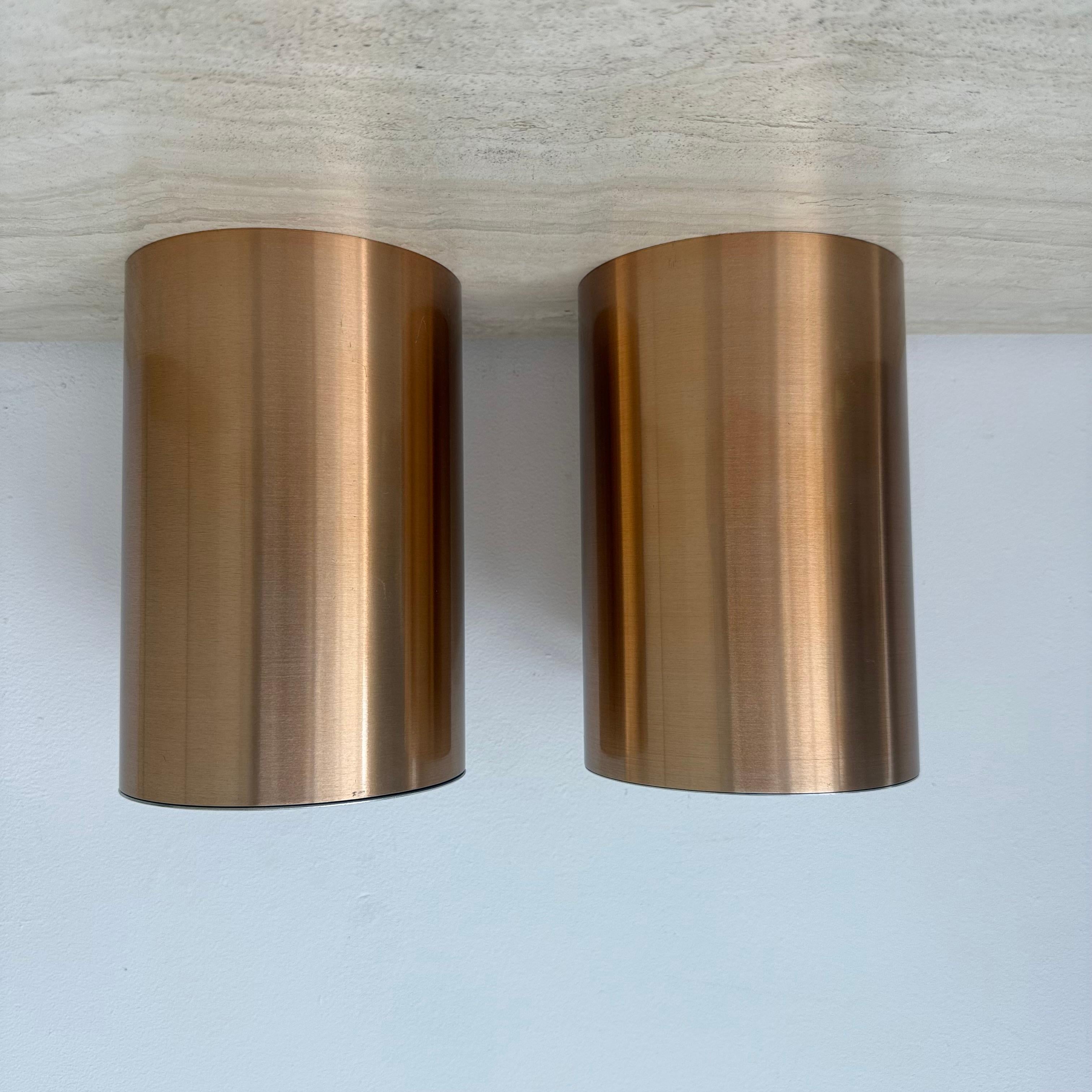 Paar Collider Deckenleuchten bündig montiert rose gold finish , 1970er im Angebot 5