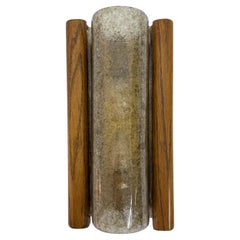 Fisher-Wandleuchte aus Glas im Mid-Century-Stil mit Details aus Massivholz, 1970er Jahre