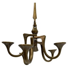 Brutalist bronze hanging chandelier by Michael Harjes , 1970s