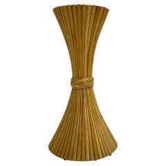 Vintage Sheaf of Wheat pedestal plant stand by McGuire , 1970s