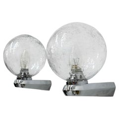 Set of 2 wall lamps sconce bubble glass , 1970s Space age