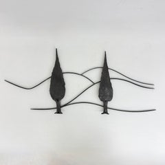 Mid-century Brutalist cast iron sculpture trees , 1970s